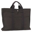 HERMES Her Line MM Hand Bag Canvas Gray Silver Auth 163158-1