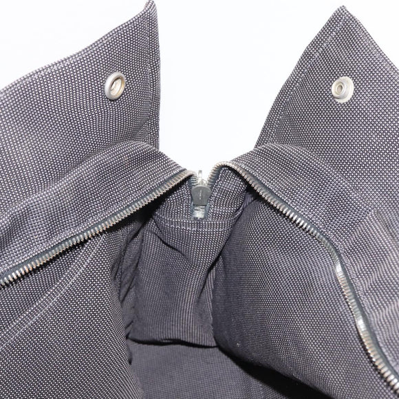 HERMES Her Line MM Hand Bag Canvas Gray Silver Auth 163158