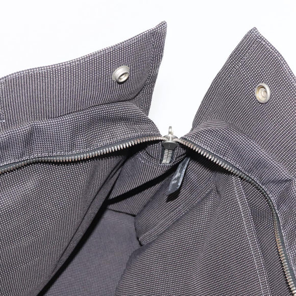 HERMES Her Line MM Hand Bag Canvas Gray Silver Auth 163158