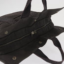 HERMES Her Line MM Hand Bag Canvas Gray Silver Auth 163158-6