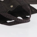 HERMES Her Line MM Hand Bag Canvas Gray Silver Auth 163158-7