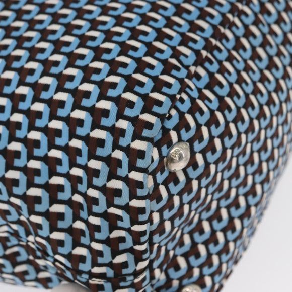 PRADA Tote Bag Nylon Light Blue Silver Auth 163159