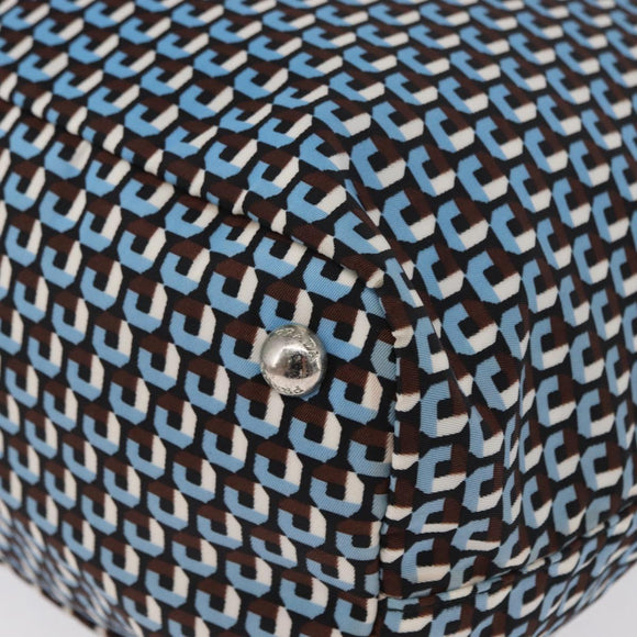 PRADA Tote Bag Nylon Light Blue Silver Auth 163159