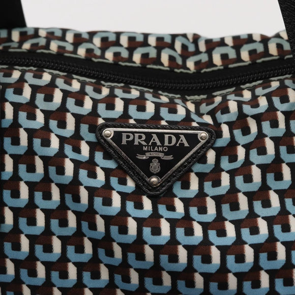 PRADA Tote Bag Nylon Light Blue Silver Auth 163159