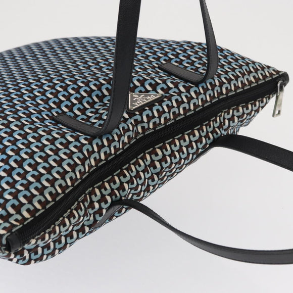 PRADA Tote Bag Nylon Light Blue Silver Auth 163159