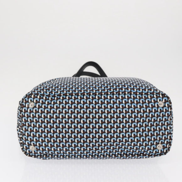 PRADA Tote Bag Nylon Light Blue Silver Auth 163159