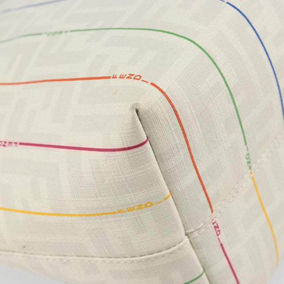 FENDI Zucca Canvas Tote Bag White Gold Auth 163161