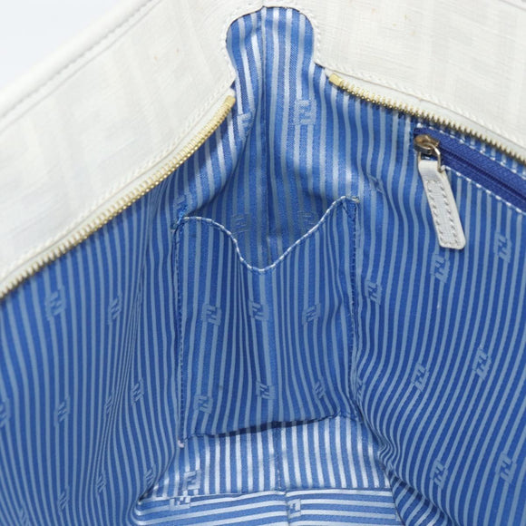 FENDI Zucca Canvas Tote Bag White Gold Auth 163161