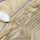 PRADA Tote Bag Nylon Beige Silver Auth 163162-19