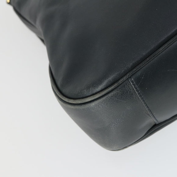 GUCCI Bamboo Shoulder Bag Leather 2way Black Gold 001 1781 1577 Auth 163164