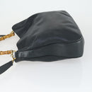 GUCCI Bamboo Shoulder Bag Leather 2way Black Gold 001 1781 1577 Auth 163164-5