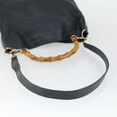 GUCCI Bamboo Shoulder Bag Leather 2way Black Gold 001 1781 1577 Auth 163164-7