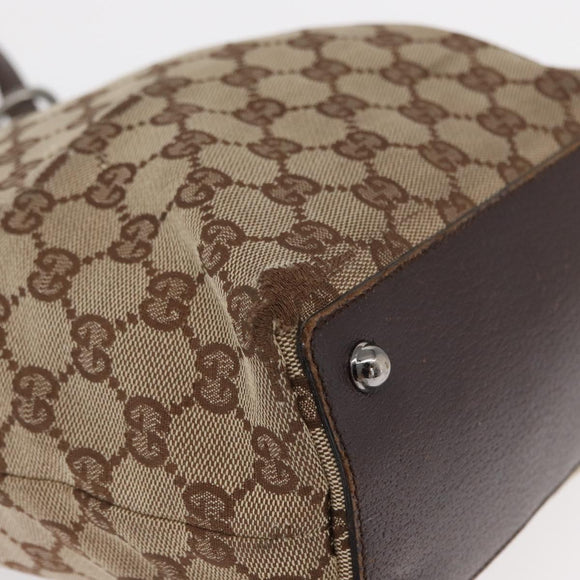 GUCCI GG Canvas Tote Bag Beige Silver 120840 Auth 163173