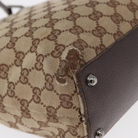 GUCCI GG Canvas Tote Bag Beige Silver 120840 Auth 163173