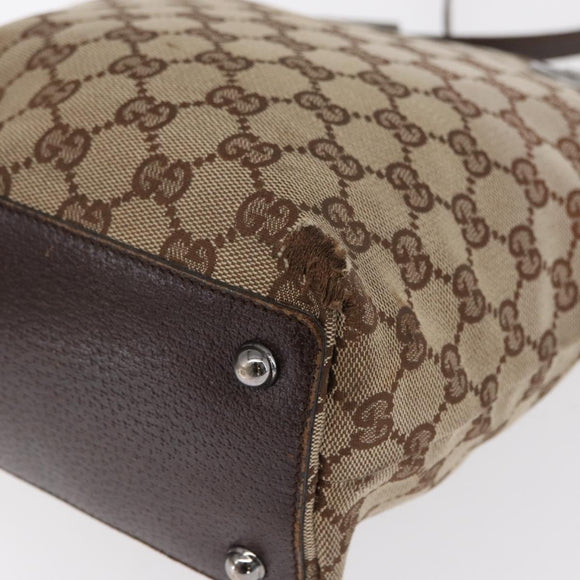 GUCCI GG Canvas Tote Bag Beige Silver 120840 Auth 163173