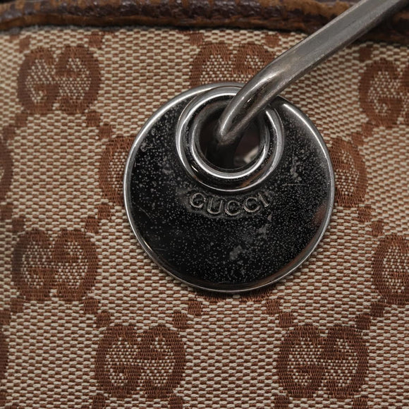 GUCCI GG Canvas Tote Bag Beige Silver 120840 Auth 163173