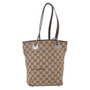 GUCCI GG Canvas Tote Bag Beige Silver 120840 Auth 163173-3