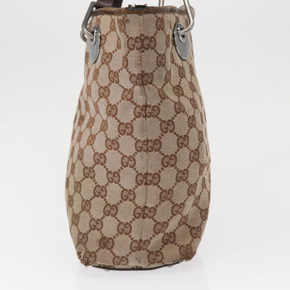 GUCCI GG Canvas Tote Bag Beige Silver 120840 Auth 163173