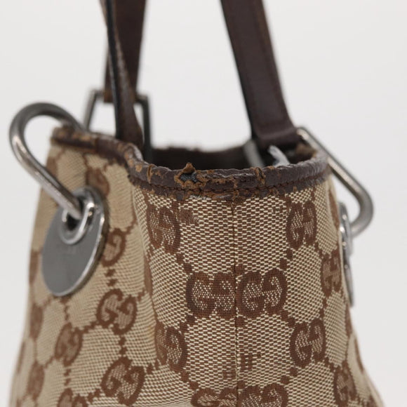 GUCCI GG Canvas Tote Bag Beige Silver 120840 Auth 163173
