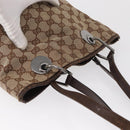 GUCCI GG Canvas Tote Bag Beige Silver 120840 Auth 163173-8