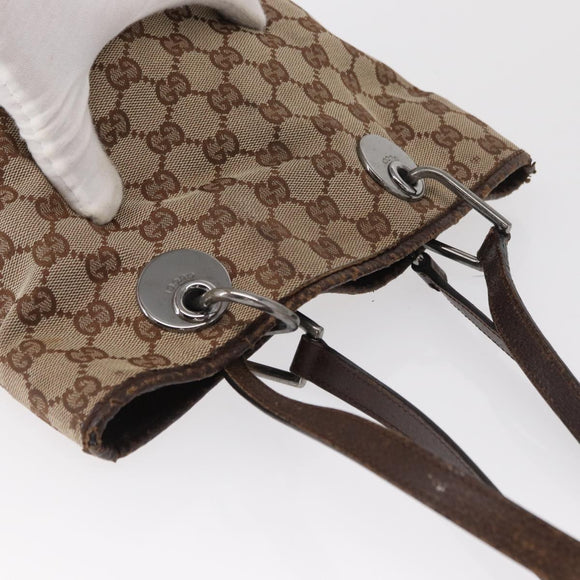 GUCCI GG Canvas Tote Bag Beige Silver 120840 Auth 163173