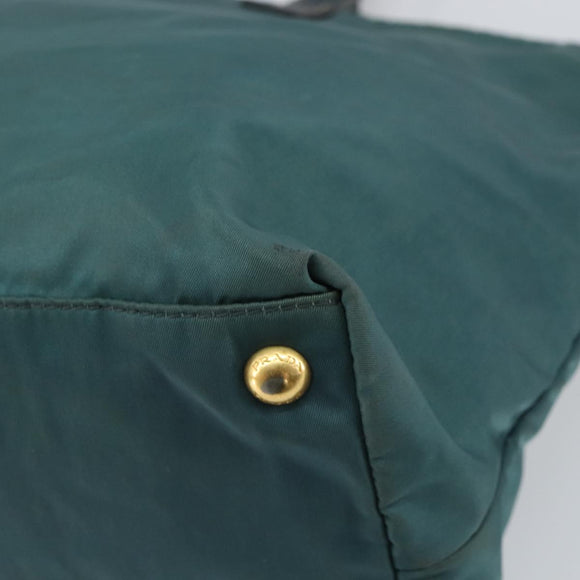 PRADA Tote Bag Nylon Green Gold Auth 163175