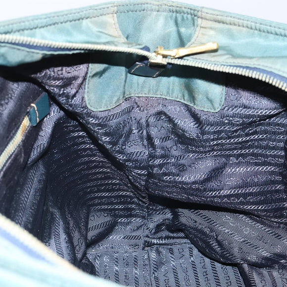 PRADA Tote Bag Nylon Green Gold Auth 163175