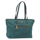 PRADA Tote Bag Nylon Green Gold Auth 163175-1