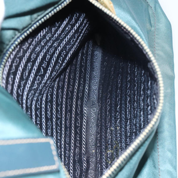 PRADA Tote Bag Nylon Green Gold Auth 163175