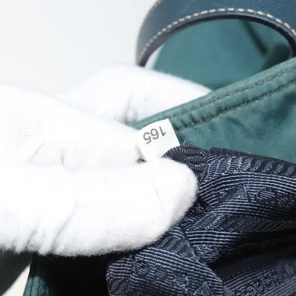 PRADA Tote Bag Nylon Green Gold Auth 163175