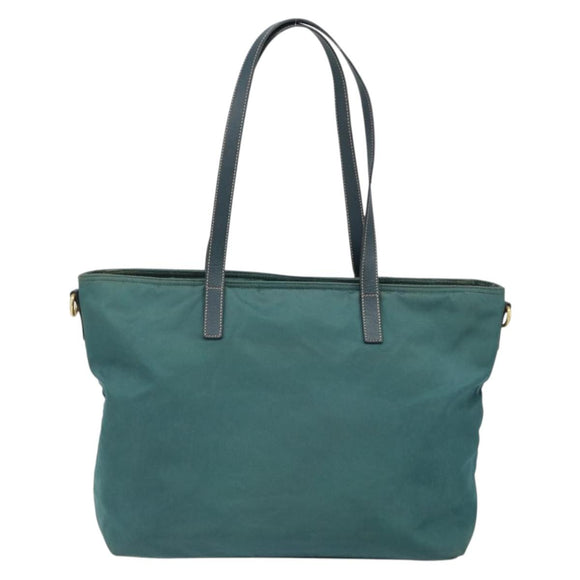 PRADA Tote Bag Nylon Green Gold Auth 163175