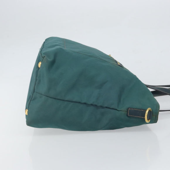 PRADA Tote Bag Nylon Green Gold Auth 163175