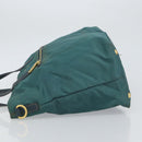 PRADA Tote Bag Nylon Green Gold Auth 163175-4