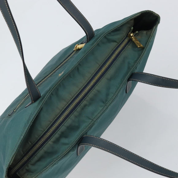 PRADA Tote Bag Nylon Green Gold Auth 163175