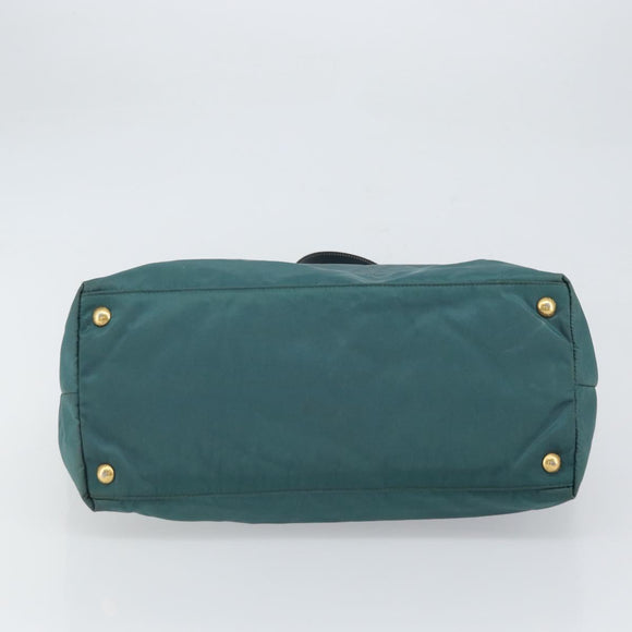 PRADA Tote Bag Nylon Green Gold Auth 163175
