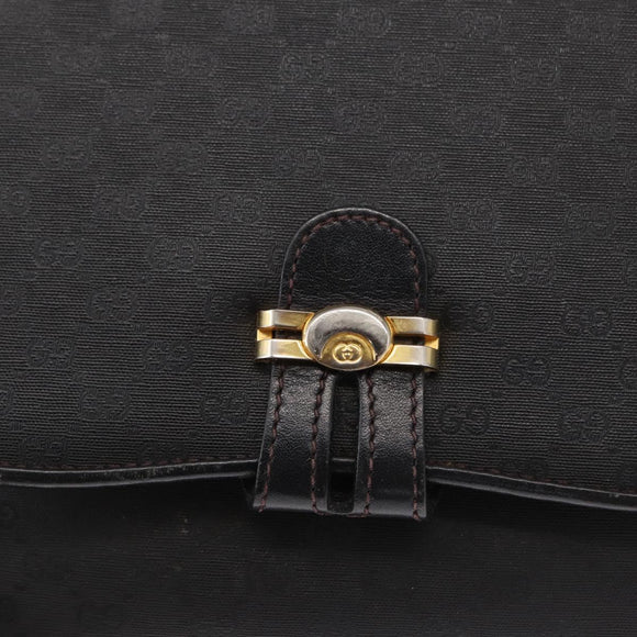 GUCCI Micro GG Supreme Shoulder Bag PVC Black Gold 001 406 1780 Auth 163182
