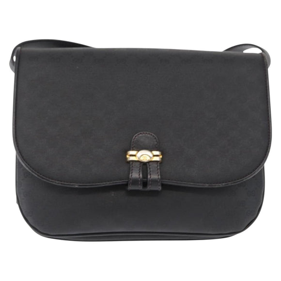 GUCCI Micro GG Supreme Shoulder Bag PVC Black Gold 001 406 1780 Auth 163182