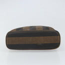 FENDI Pecan Canvas Hand Bag PVC 2way Black Brown gold Auth 163184-5