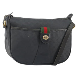 GUCCI Micro GG Supreme Web Sherry Line Bag PVC Black 001 754 6177 Auth 163185