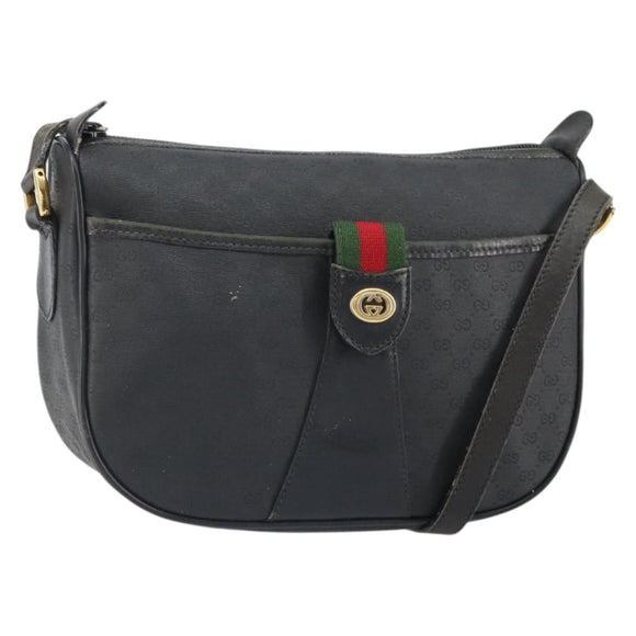 GUCCI Micro GG Supreme Web Sherry Line Bag PVC Black 001 754 6177 Auth 163185