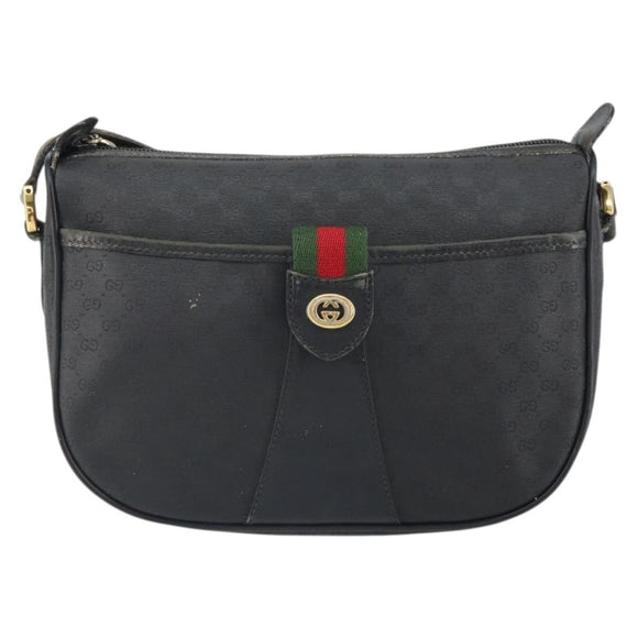 GUCCI Micro GG Supreme Web Sherry Line Bag PVC Black 001 754 6177 Auth 163185