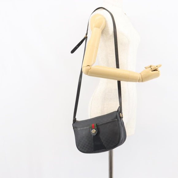 GUCCI Micro GG Supreme Web Sherry Line Bag PVC Black 001 754 6177 Auth 163185