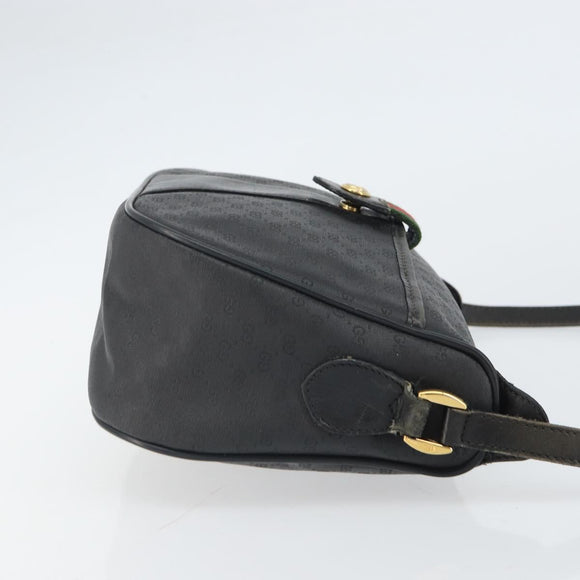 GUCCI Micro GG Supreme Web Sherry Line Bag PVC Black 001 754 6177 Auth 163185