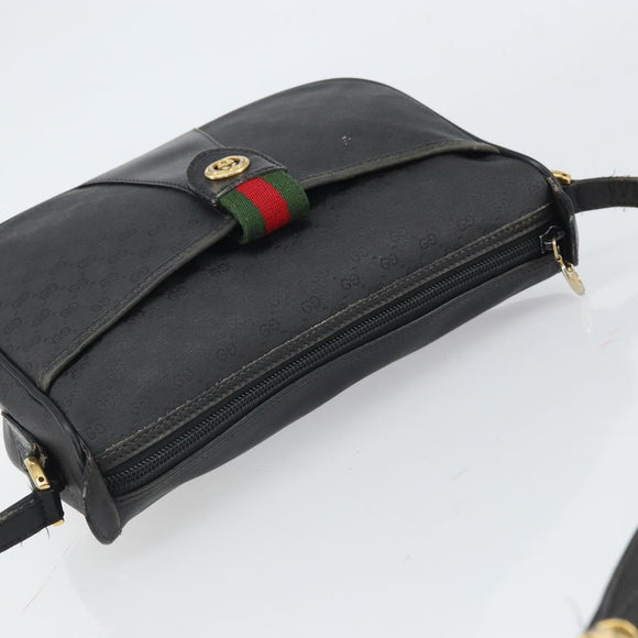GUCCI Micro GG Supreme Web Sherry Line Bag PVC Black 001 754 6177 Auth 163185