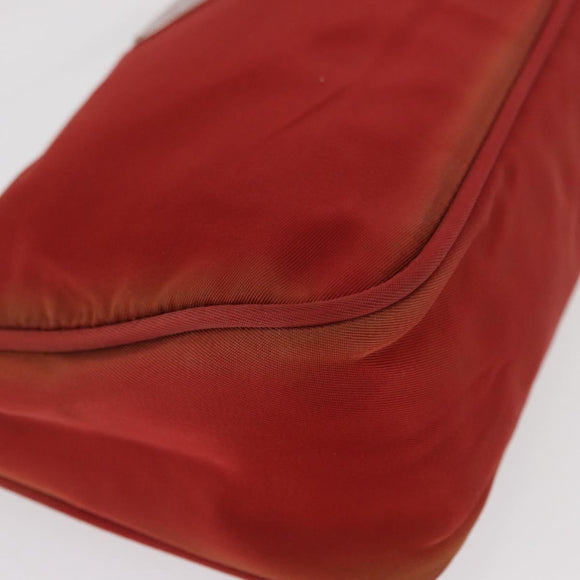 PRADA Accessory Pouch Nylon Red Silver Auth 163186