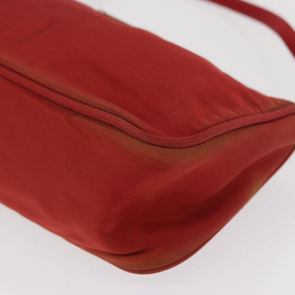 PRADA Accessory Pouch Nylon Red Silver Auth 163186