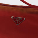 PRADA Accessory Pouch Nylon Red Silver Auth 163186-17