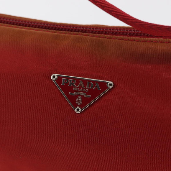 PRADA Accessory Pouch Nylon Red Silver Auth 163186