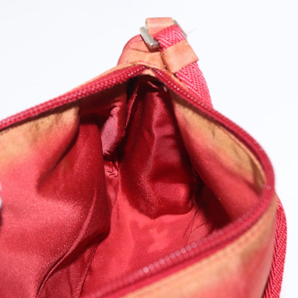 PRADA Accessory Pouch Nylon Red Silver Auth 163186