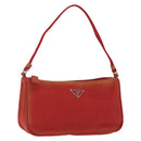 PRADA Accessory Pouch Nylon Red Silver Auth 163186-1